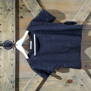 NEW BLACK CHLOE K SEQUINS CROPPED TOP SHORT SLEEVE BLOUSE SMALL